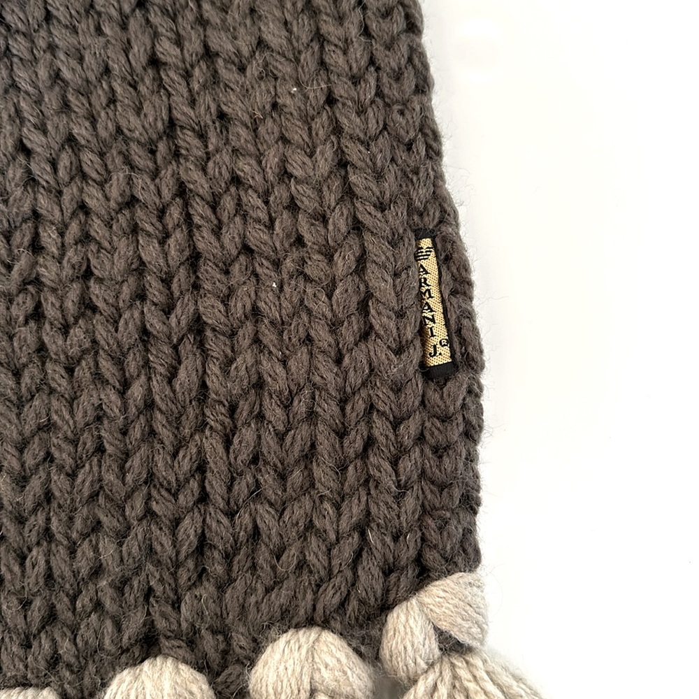 Preowned Men’s Armani Jeans Wool Blend Gray Stretchy Fringe Scarf Made In Italy - Picture 5 of 5